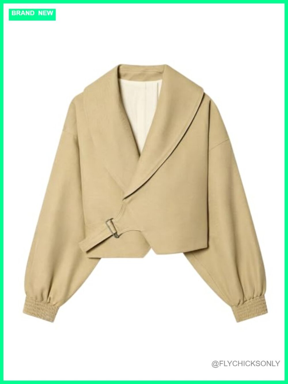 CUFEZN Women's Oversized Cropped Jacket Balloon Sleeve Casual Coat